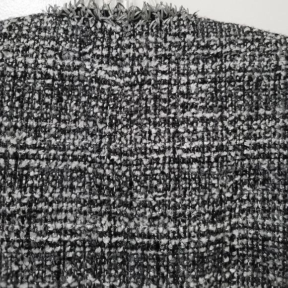 New Saks Fifth Avenue Black Tweed Wool Blend Frayed Trim Crop Blazer Size 10 - Picture 11 of 14